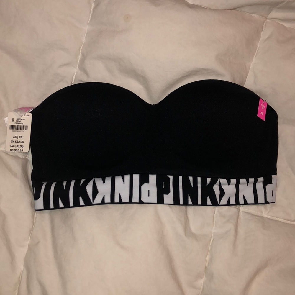 VS Pink Black Bandeau Push Up Bra XS